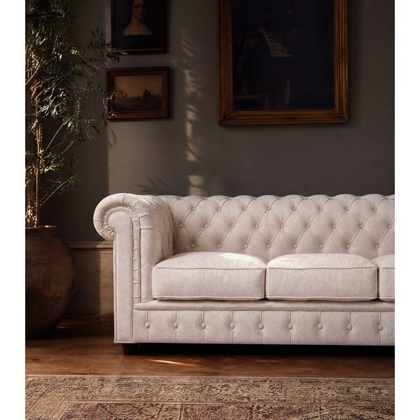 Krēmkrāsas samta dīvāns 230 cm Cambridge – Ropez-image-3