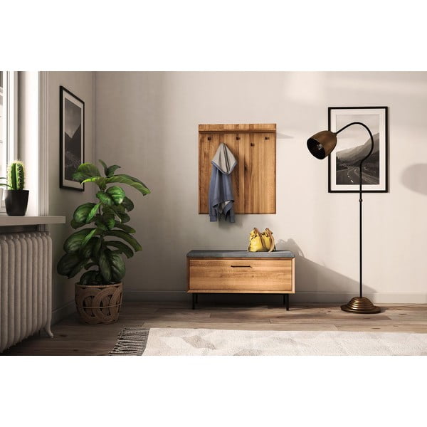 Dabīga toņa ozolkoka sienas pakaramais ar plauktu Abies – The Beds-image-1