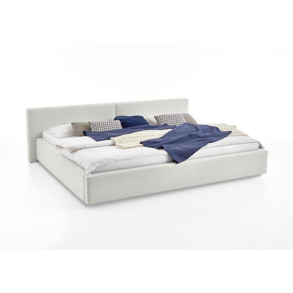 Balta polsterēta divvietīga gulta ar veļas kasti ar redelēm 200x240 cm Cube – Meise Möbel-image-3