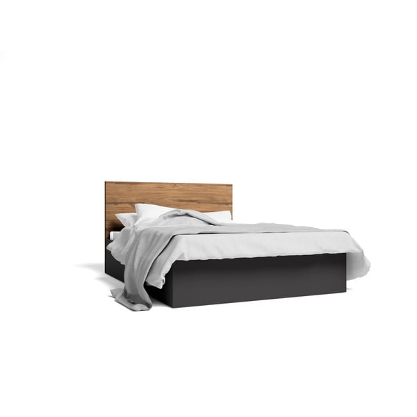 Melna divguļamā gulta ar uzglabāšanas vietu un režģi 160x200 cm Malta – Marckeric