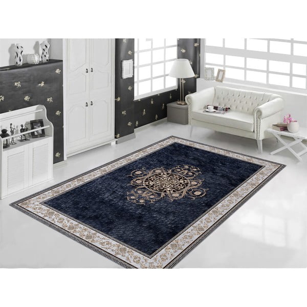 Tumši zils paklājs Vitaus Ava, 80 x 200 cm-image-3