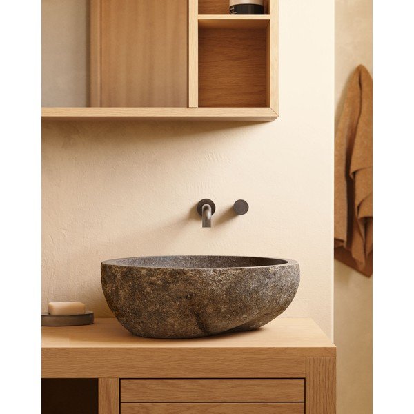 Pelēka akmens apaļa izlietne ø 40 cm Tetsu – Kave Home-image-1