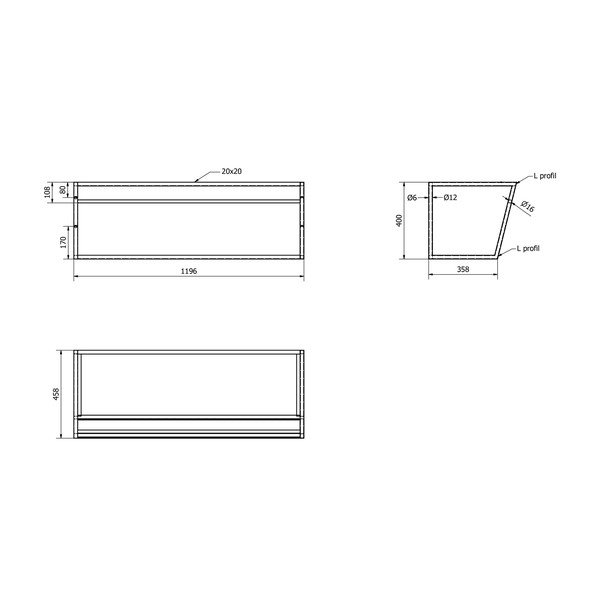 Balts/melns tērauda piekarams statīvs zem izlietnes 120x40 cm Ska – Sapho-image-4