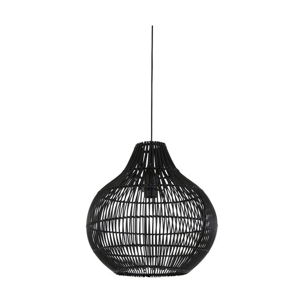 Melna griestu lampa ar rotangpalmas abažūru ø 40 cm Pacino – Light & Living