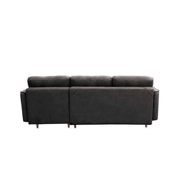Tumši pelēks trīsvietīgs izlaižams dīvāns ar gaišām kājām Mazzini Sofas Ladybird, labais stūris-image-1