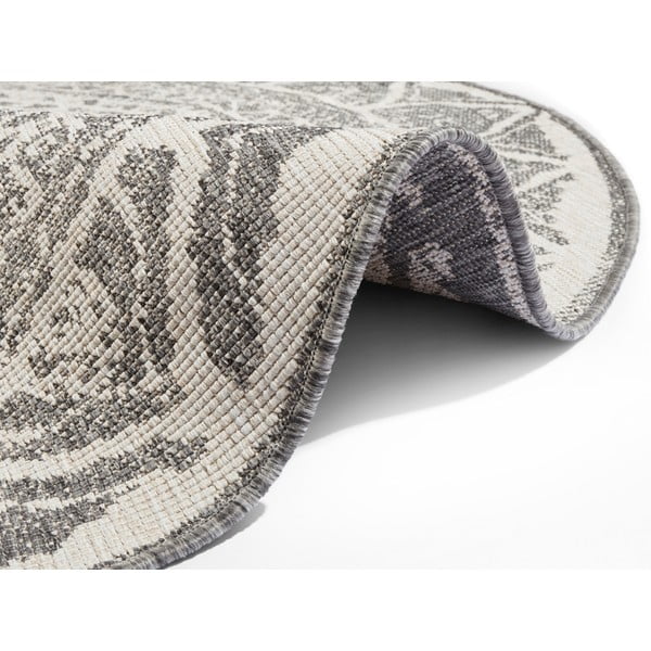 Pelēks un krēmkrāsas āra paklājs NORTHRUGS Siruma, ø 200 cm-image-4