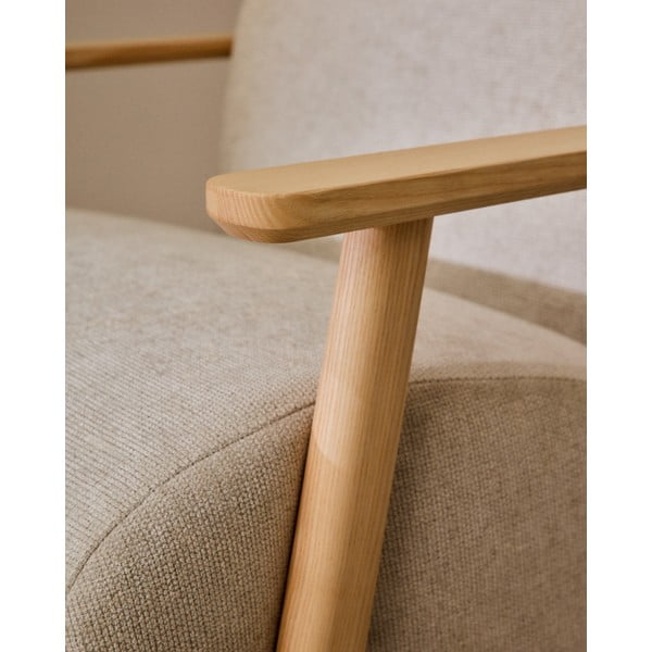 Bēšs/krēmkrāsas atpūtas krēsls no šenila auduma Meghan – Kave Home-image-1