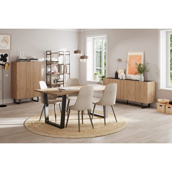 Ēdamgalds ar ozolkoka imitācijas galda virsmu 100x180 cm Francesca – Marckeric-image-1