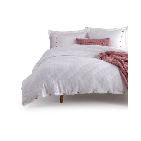 Balta vienguļamā gultas veļa no ranforce kokvilnas 140x200 cm Como Striped – Mila Home Luxury