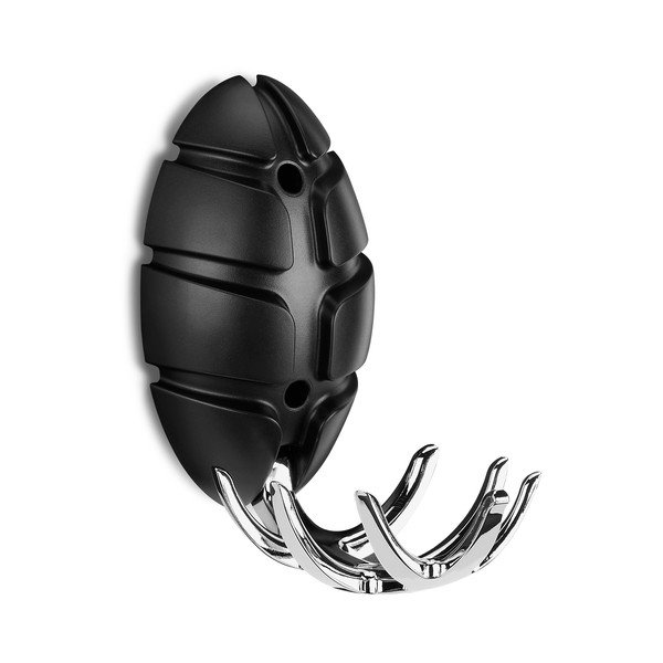 Melns/spīdīgas sudraba krāsas plastmasas sienas āķis Bug – Spinder Design-image-1