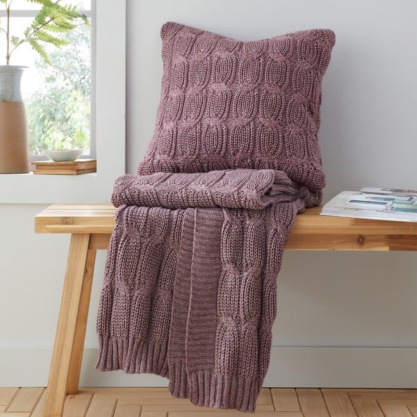 Rozā/violets adīts pleds 130x170 cm Chunky Marl Knit – Catherine Lansfield-image-3