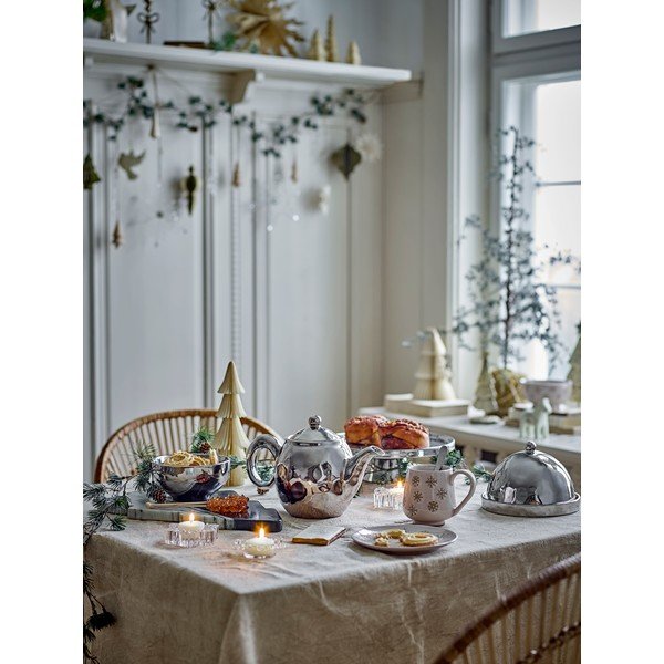 Spīdīgas sudraba krāsas akmensmasas tējkanna ar sietiņu Shine – Bloomingville-image-2