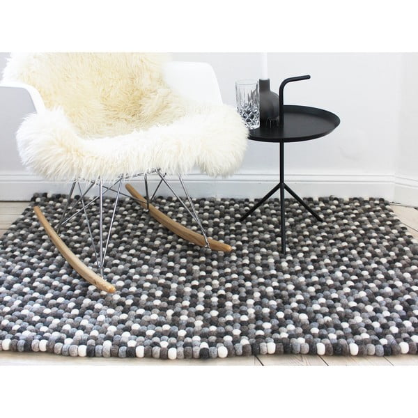 Pelēks un balts vilnas bumbiņu paklājs Wooldot Ball Rugs, 100 x 150 cm-image-1