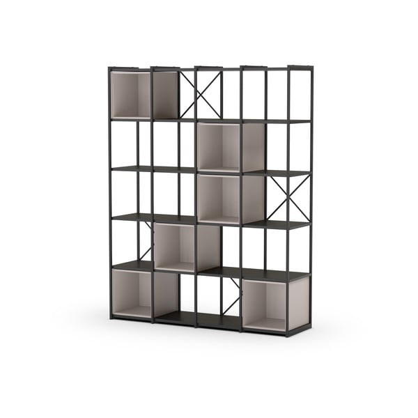 Melns/krēmkrāsas grāmatplaukts 140x179 cm Anya – Marckeric-image-2