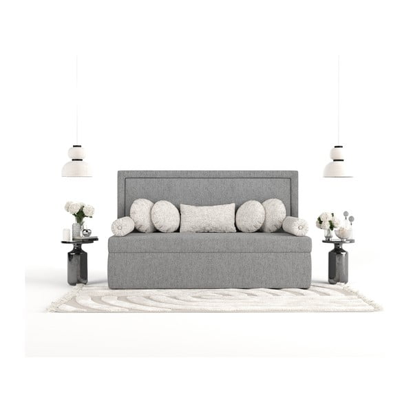 Pelēka polsterēta vienvietīga gulta 100x200 cm Scala – Maison de Rêve-image-3