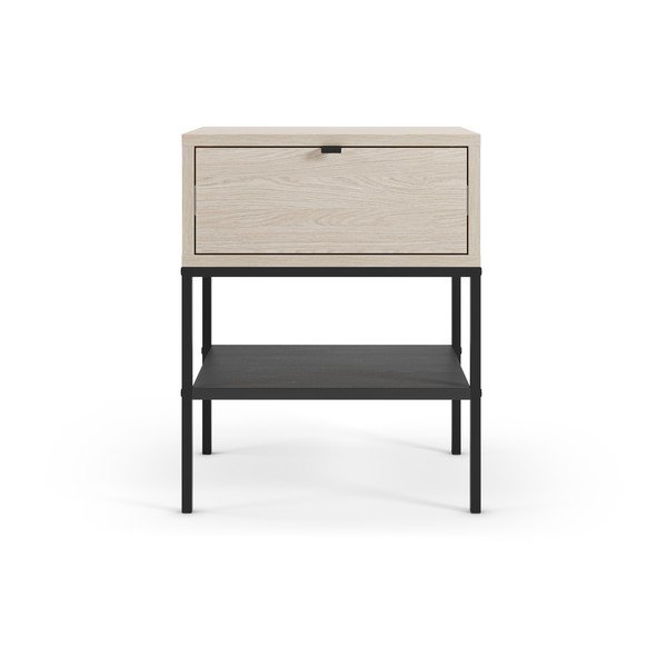 Gaiša dabīga toņa matēts naktsskapītis ar plauktiem Sali – Marckeric-image-2