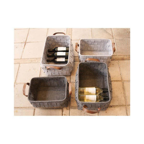 Gaiši pelēks uzglabāšanas grozs ar ādas rokturiem PT LIVING Storage, garums 38 cm-image-1