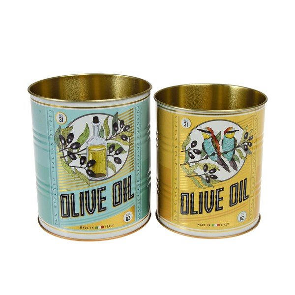 Dekoratīvas alvas uzglabāšanas kastes (2 gab.) ø 11x13 cm Olive Oil – Rex London-image-1