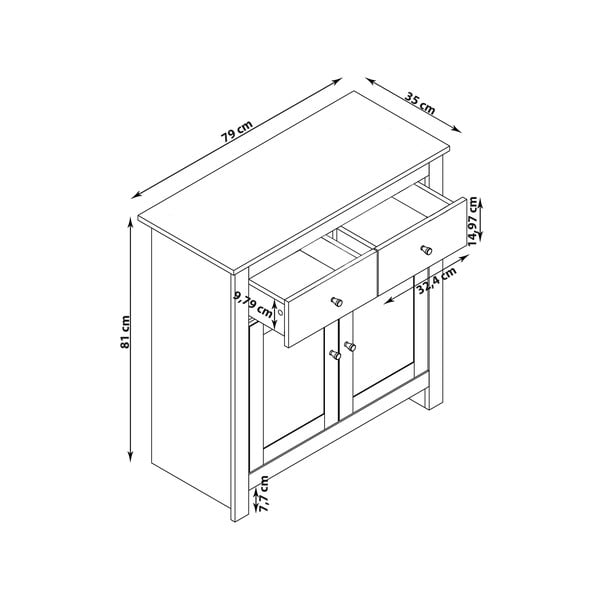 Pelēka/dabīga toņa zema kumode ar ozolkoka imitāciju 79x81 cm Emerald – Støraa-image-3