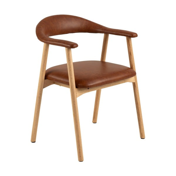 Konjakbrūni/dabīga toņa mākslīgās ādas pusdienu krēsli (2 gab.) Addi – Actona