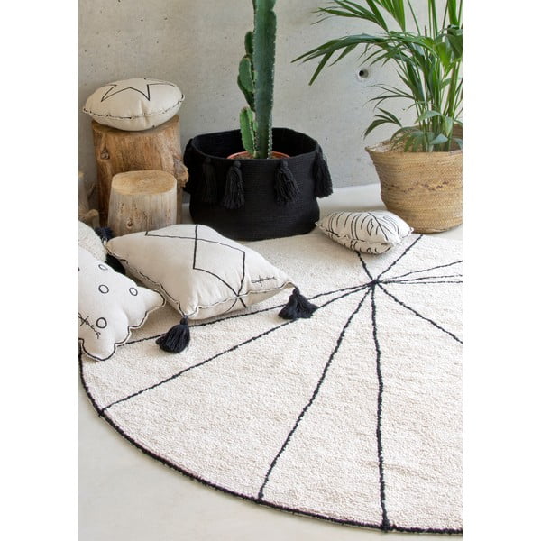 Krēmkrāsas mazgājams/ar rokām darināts kokvilnas apaļš paklājs ø 160 cm Trace Beige – Lorena Canals-image-1