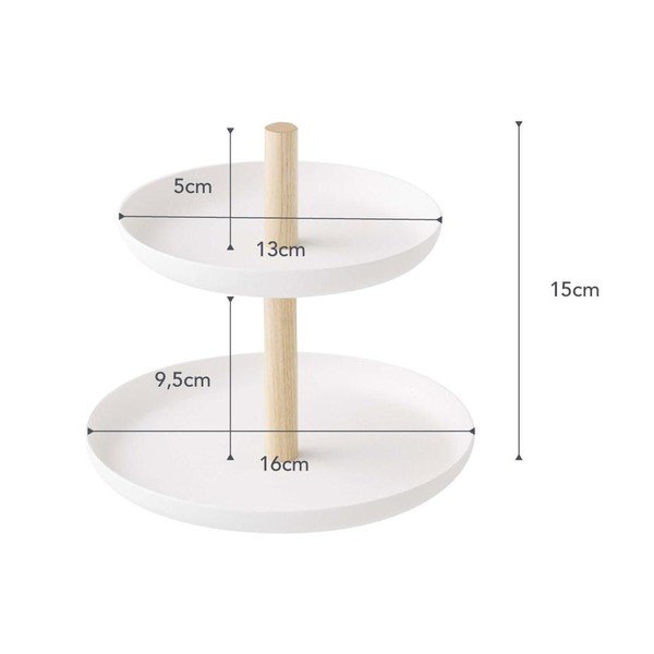 Balts statīvs ar 2 glabāšanas traukiem un dižskābarža koka detaļām YAMAZAKI Tosca-image-3