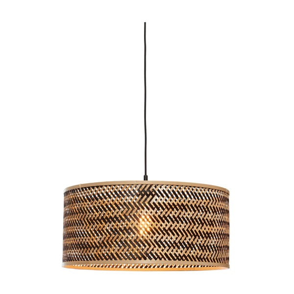 Melna/dabīga toņa piekaramā lampa ar bambusa abažūru ø 50 cm Java – Good&Mojo