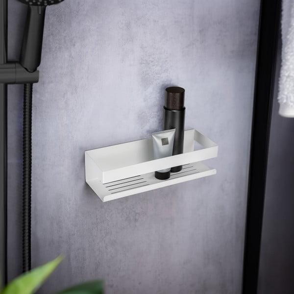 Matēti balts nerūsējošā tērauda vannas istabas plaukts ar uzstādīšanu bez urbšanas ar Turbo-Loc stiprinājumu Genova – Wenko-image-1