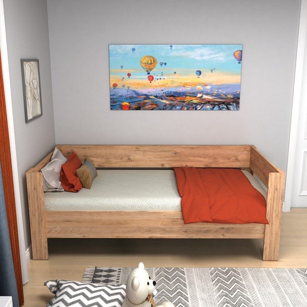 Dabīga toņa vienvietīga gulta 90x190 cm Malina – Kalune Design-image-1