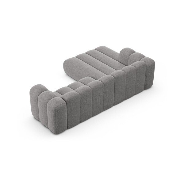 Pelēks stūra dīvāns no šenila auduma (ar kreiso stūri/ar zvilni) Lupine – Micadoni -image-3