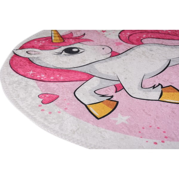 Rozā mazgājams bērnu paklājs ø120 cm Pink Unicorn – Vitaus-image-2
