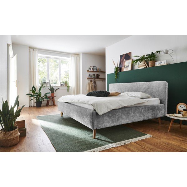 Pelēka polsterēta divvietīga gulta ar veļas kasti ar redelēm 180x200 cm Mattis – Meise Möbel-image-1