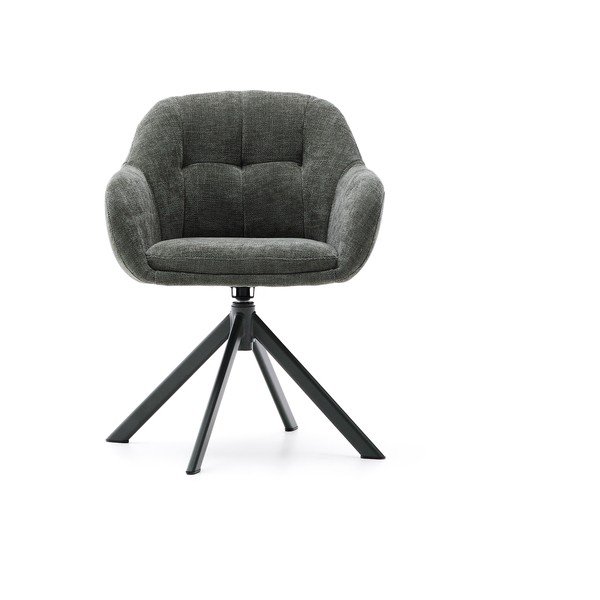 Tumši zaļš polsterēts ēdamistabas krēsls ar roku balstiem Dorina – Kave Home-image-3