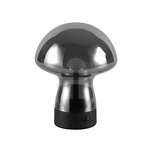 Pelēka LED galda lampa ar stikla abažūru (augstums 18 cm) Dooley – Trio