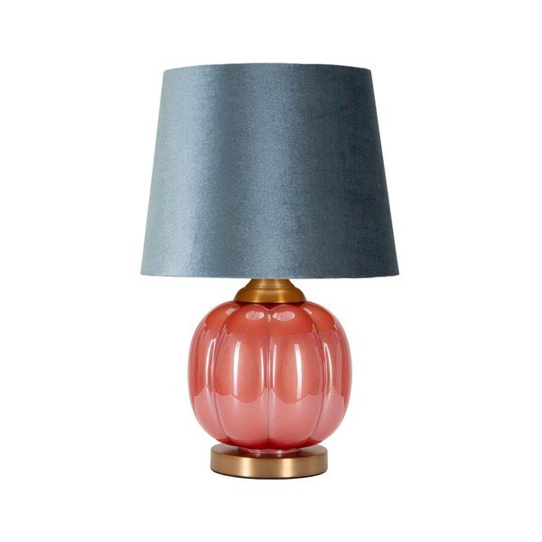 Sarkana/zila stikla galda lampa ar auduma abažūru (augstums 50 cm) Helene – Mauro Ferretti
