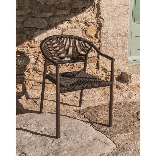 Brūns rotangpalmas dārza krēsls Livadia – Kave Home-image-2