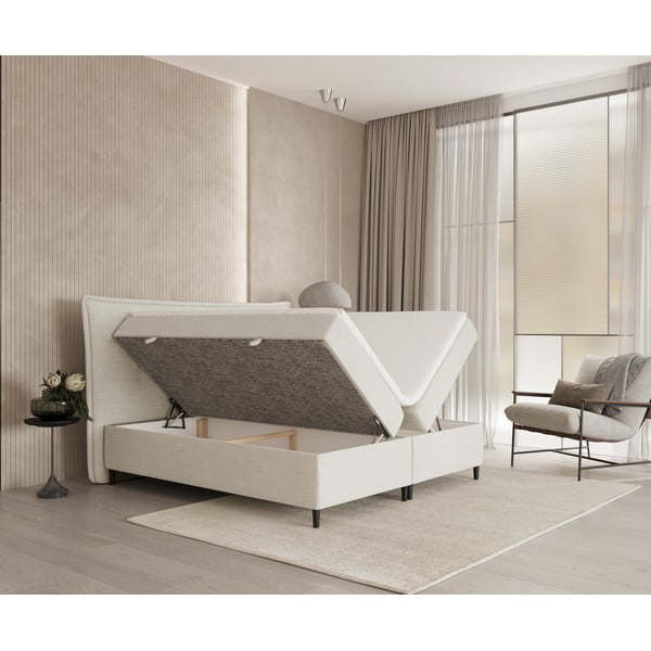 Krēmkrāsas atsperu gulta ar veļas kasti 140x200 cm Sinai – Maison de Rêve-image-2