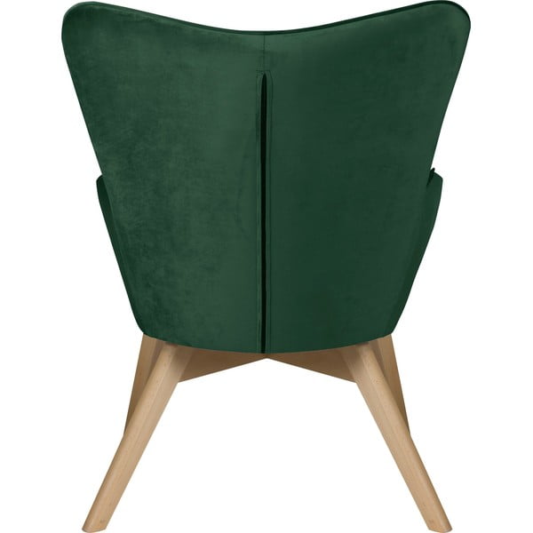 Tumši zaļš samta atpūtas krēsls ar kāju balstu Niko – Ropez-image-4