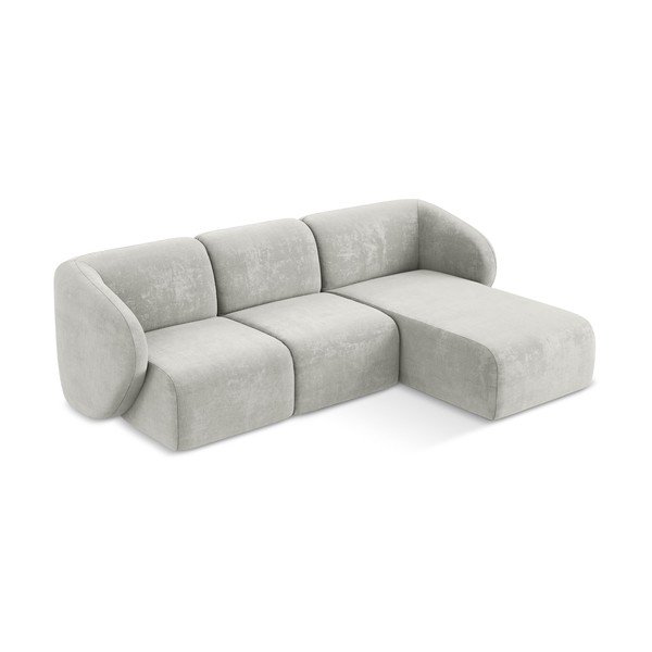 Gaiši pelēks stūra dīvāns no šenila auduma (ar labo stūri/ar zvilni) Lani – Makamii-image-2