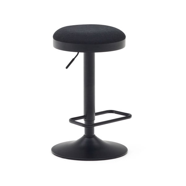 Melnas polsterētas bāra taburetes ar regulējamu augstumu (2 gab.) (sēdekļa augstums 53,5 cm) Zaib – Kave Home-image-4