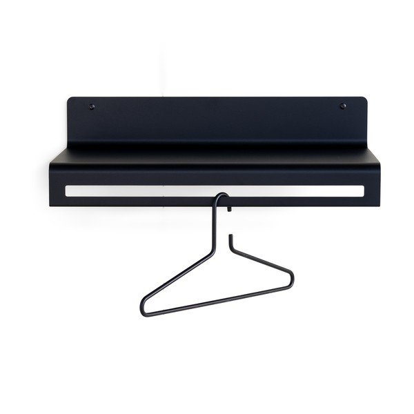 Melns metāla sienas pakaramais ar plauktu 60 cm Sway – Spinder Design-image-4