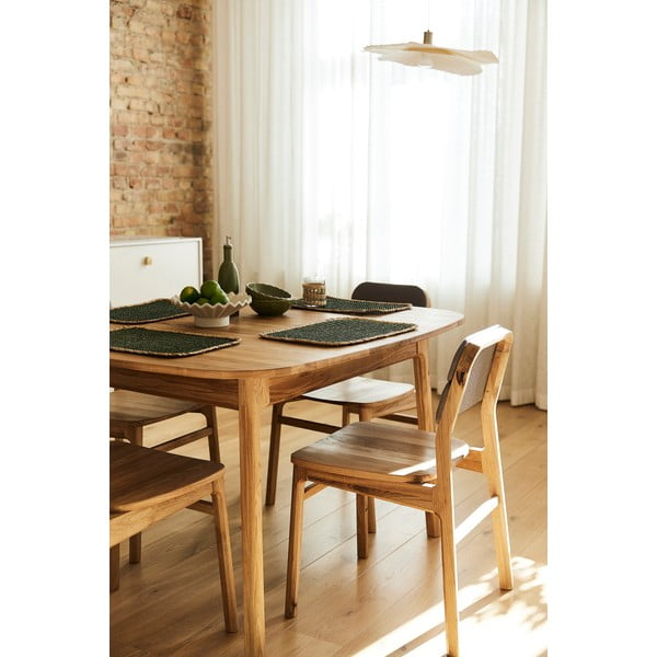 Dabīga toņa ozola masīvkoka ēdamgalds 90x200 cm Twig – The Beds-image-2