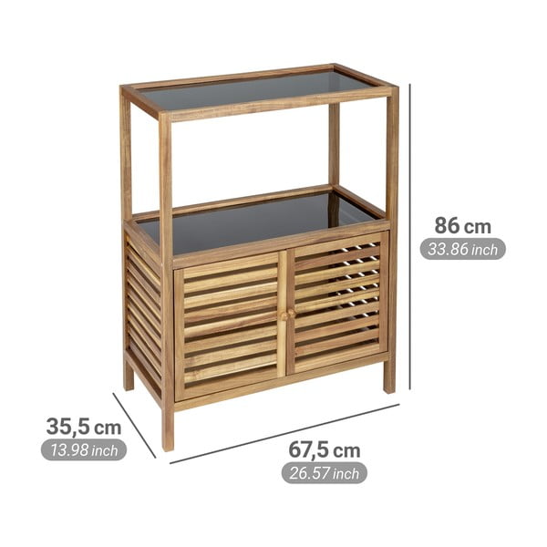 Melns/dabīga toņa akācijas masīvkoka zems vannas istabas skapis 67,5x86 cm Fondi – Wenko-image-2
