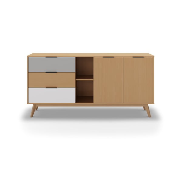 Dabīga toņa zema kumode no priedes 165x81 cm Elfa – Marckeric-image-4