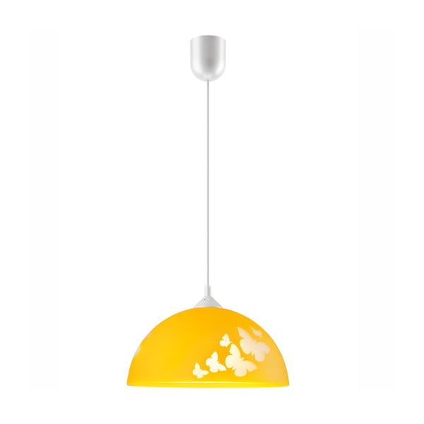 Okera dzeltena bērnu lampa ar stikla abažūru ø 30 cm Mariposa – LAMKUR