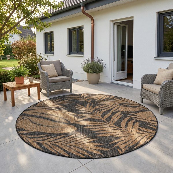 Melns/brūns apaļš iekštelpu un āra paklājs ø 160 cm Mira 1451 – Ayyildiz Carpets-image-1