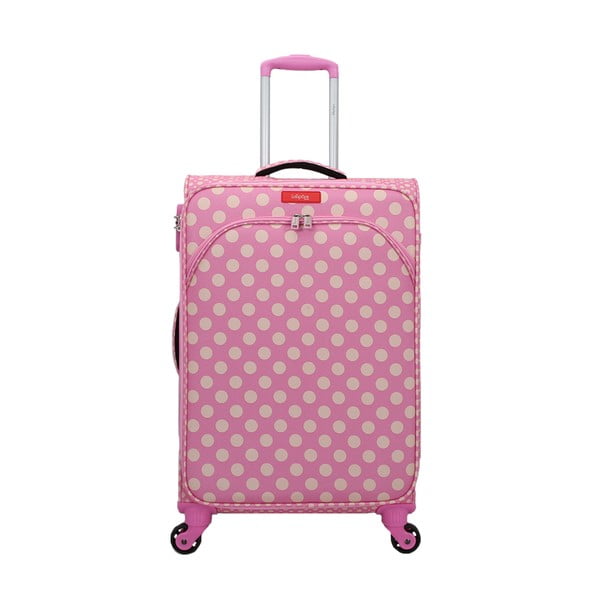 Rozā bagāžas soma uz 4 riteņiem Lollipops Jenny, augstums 67 cm