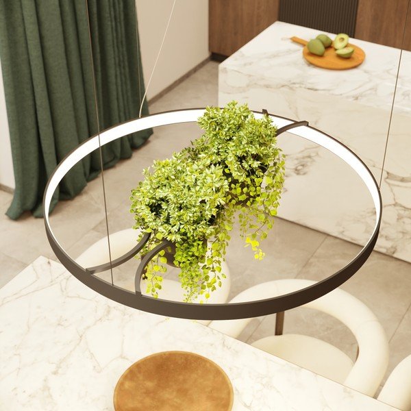 Melna alumīnija LED piekaramā lampa ø 110 cm RIO – Thoro-image-4