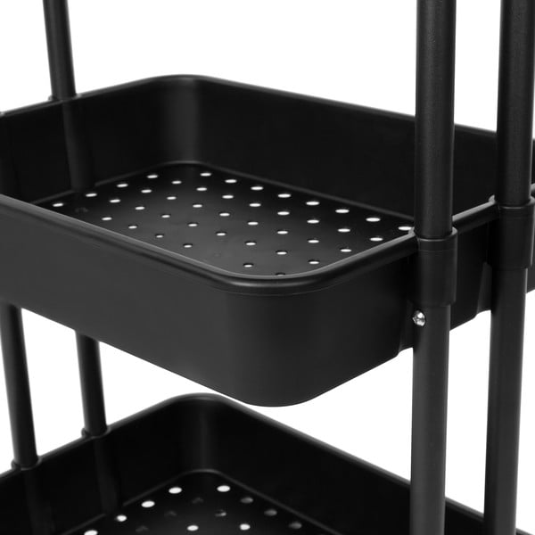 Melns plastmasas plaukts uz riteņiem 43x36 cm Grena – Compactor-image-2