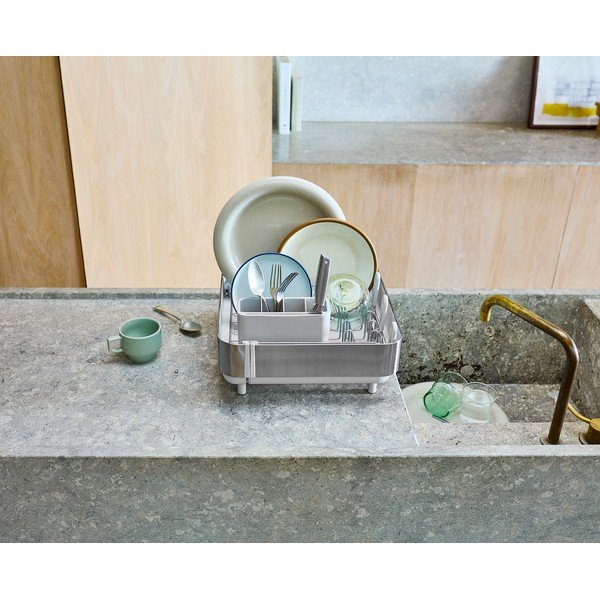Sudraba krāsas plastmasas pielāgojams trauku žāvētājs 35,5x38 cm Extend Steel Plus – Joseph Joseph-image-1